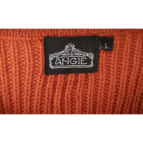 Angie Knit Sweater Dress Studded Chest Orange Pocketed Mohair Like Women's Large - Picture 7 of 8